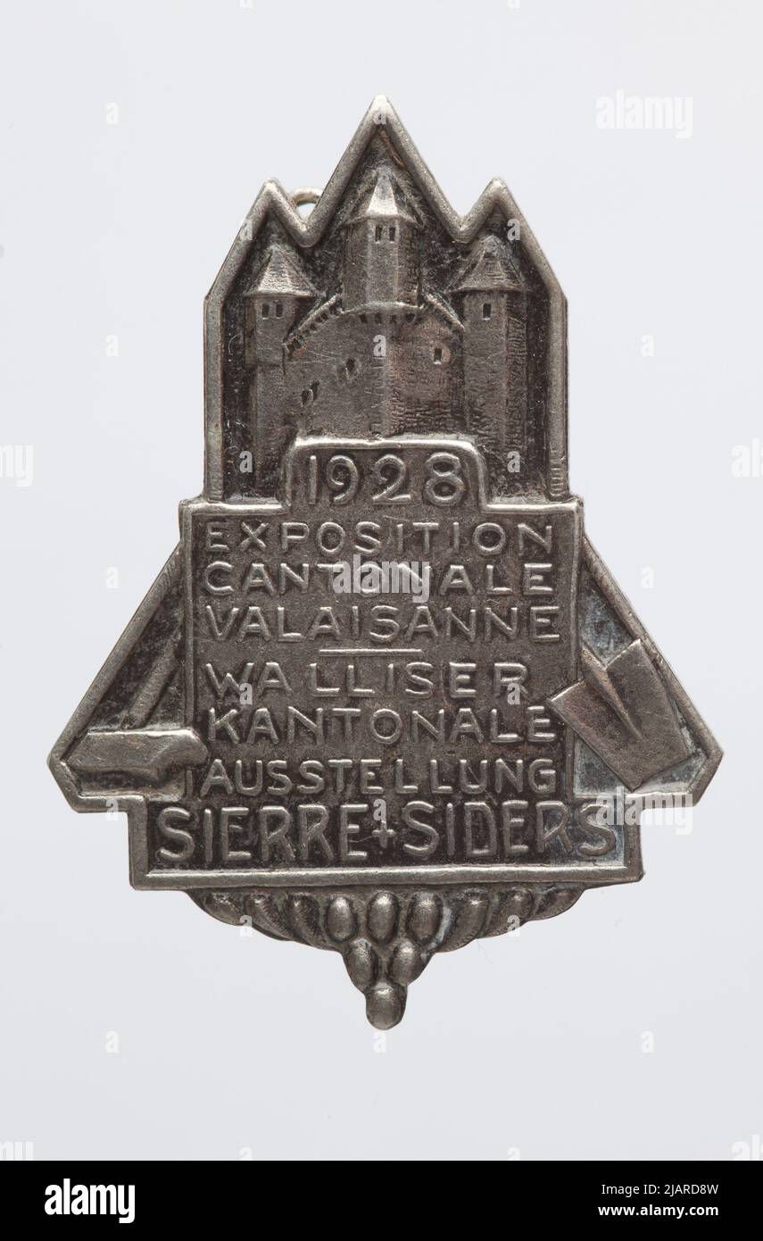 Commemorative Badge: Valais canton exhibition  sierre 1928 Huguenin Frères & Co Stock Photo