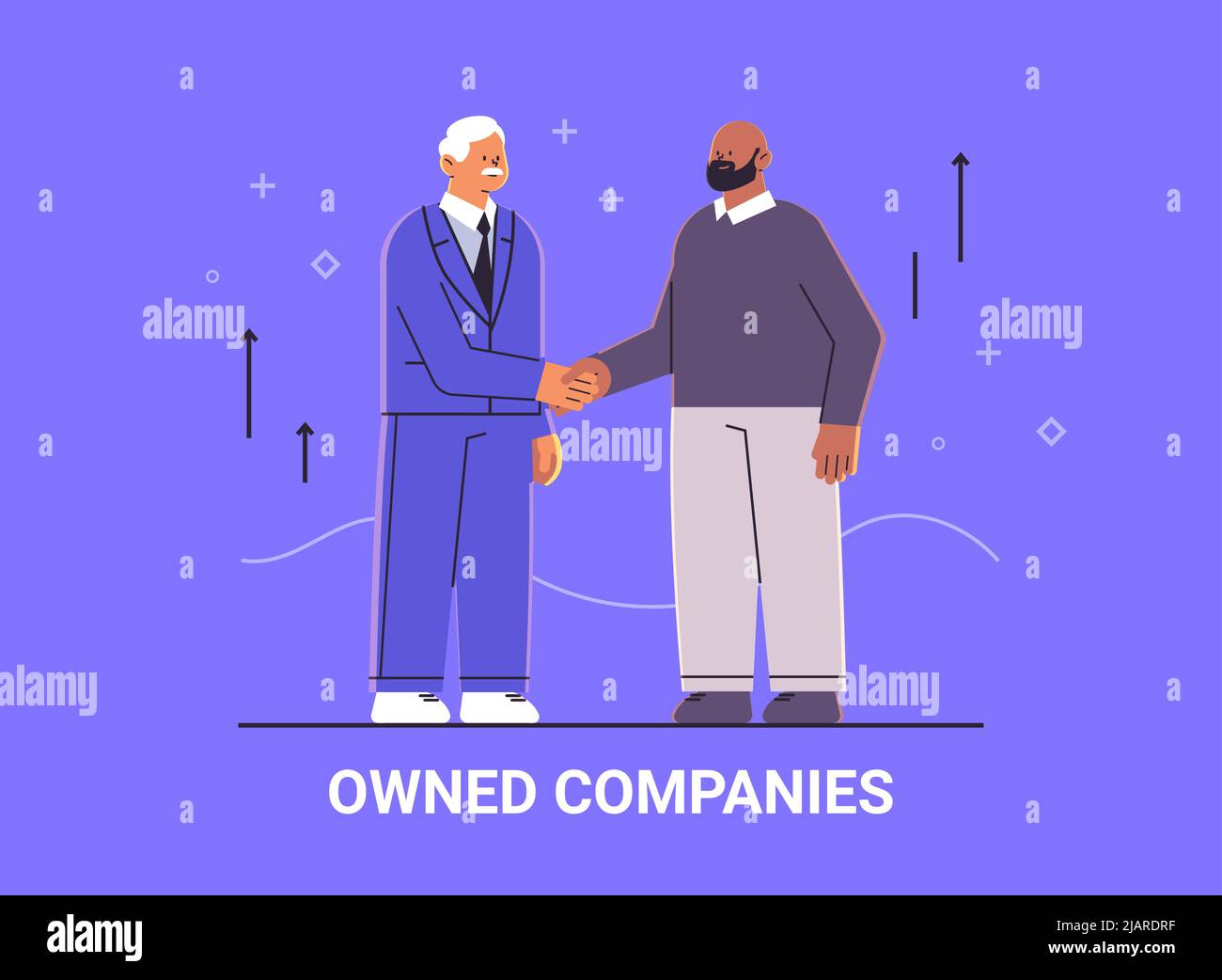 mix race businessmen company owners shaking hands with each other handshake successful deal agreement partnership Stock Vector