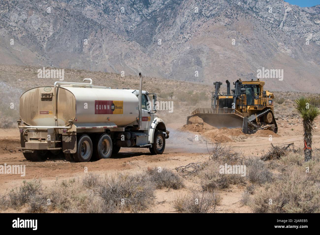 These bulldozers are working on a new road project near Olancha, Inyo ...