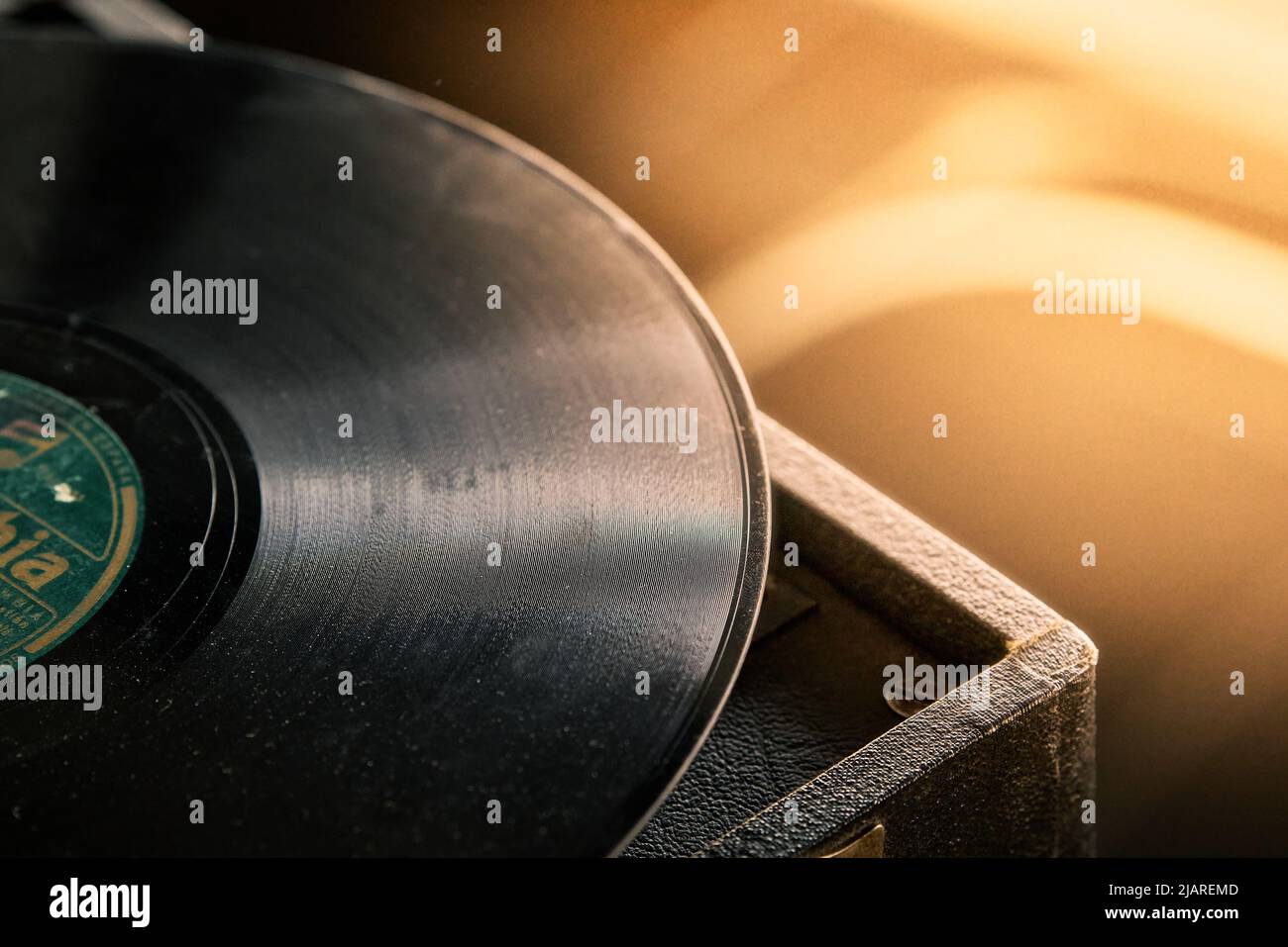 old vinyl record covered in dust Stock Photo