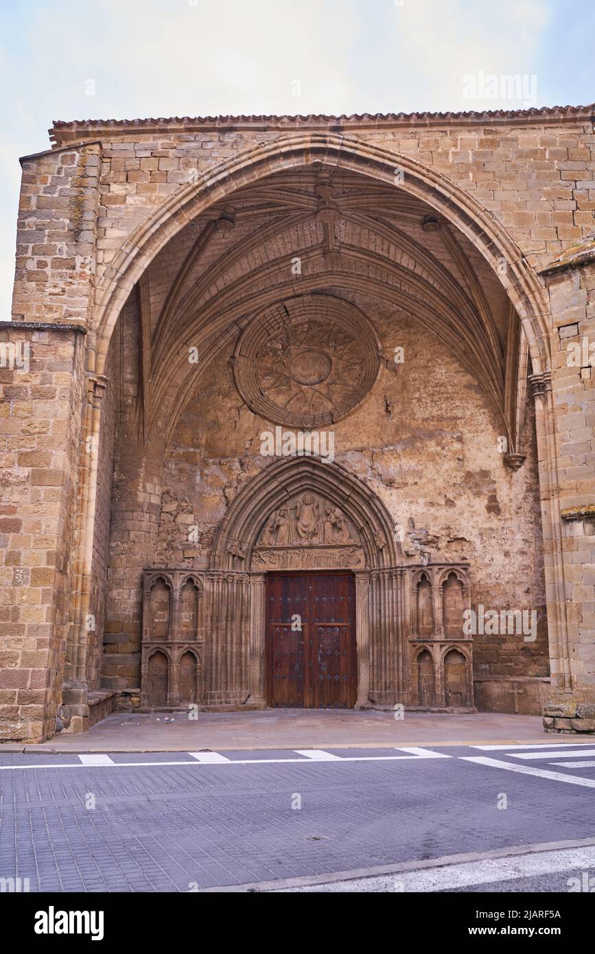 Sanguesa, Navarra Spain march 6 2022, The church of San Salvador Stock Photo