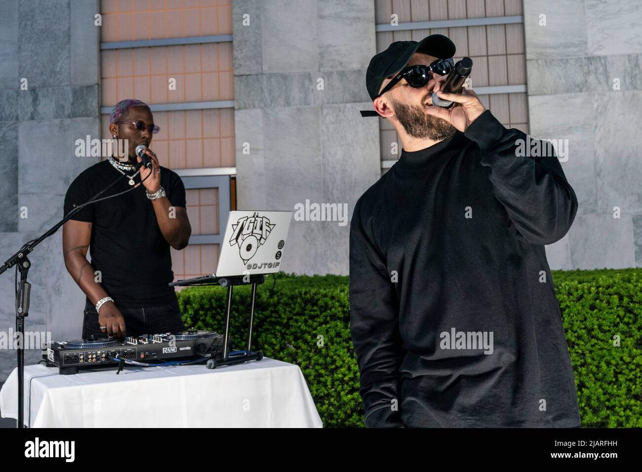 New York, NY - May 31, 2022: Rapper NBHD Nick with DJ TGIF performs ...