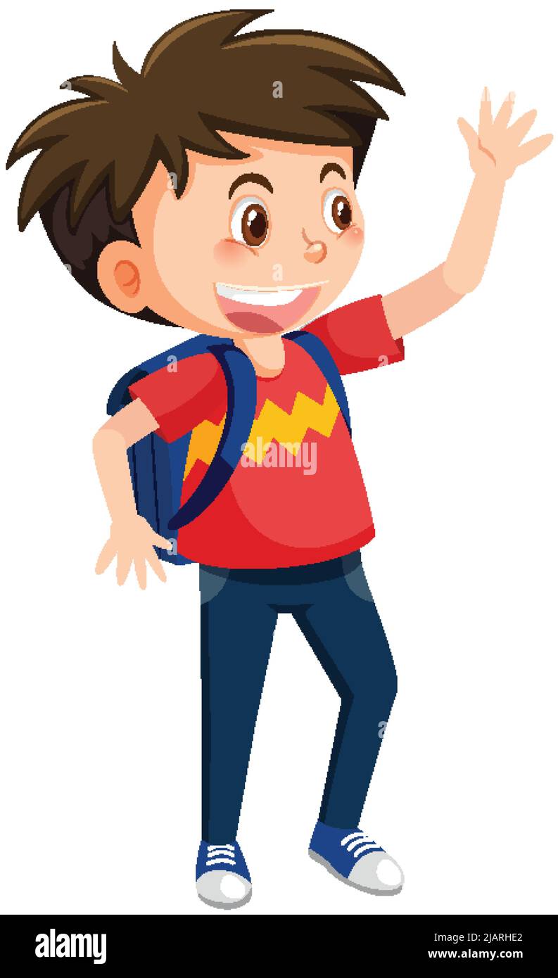 Male student cartoon character with backpack on white background  illustration Stock Vector Image & Art - Alamy