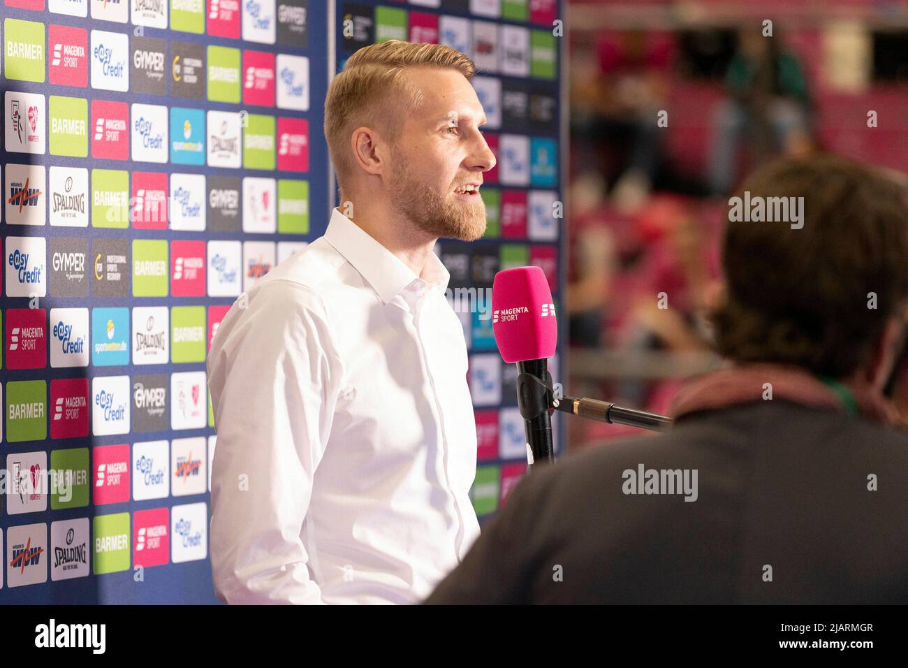Bonn, Deutschland. 30th May, 2022. Head coach Tuomas IISALO (BN, middle) in the spotlight during an interview with MagentaSport, in profile, half-length