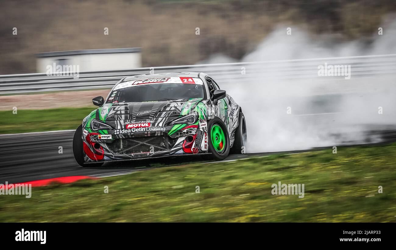 Oschersleben, Germany, August 30, 2019:Polish racing driver Michal Rzoska driving the Toyota GT86 during the Drift Kings Europe Round 6 Germany Stock Photo
