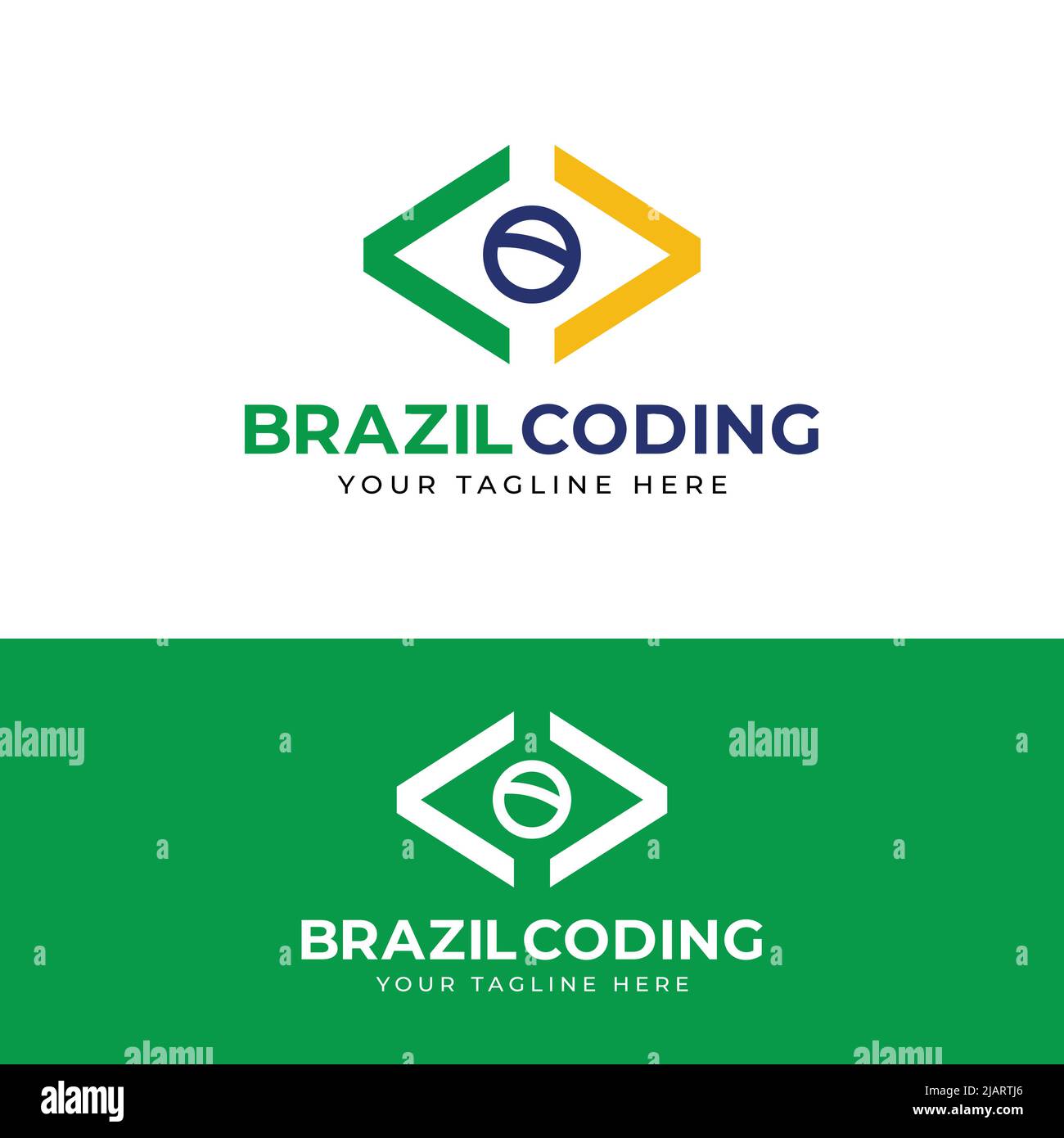 Brazil Coding Logo Design Template. Suitable for Technology Programmer Website Developer Coding Company Business Brand Corporate Logo Design Stock Vector