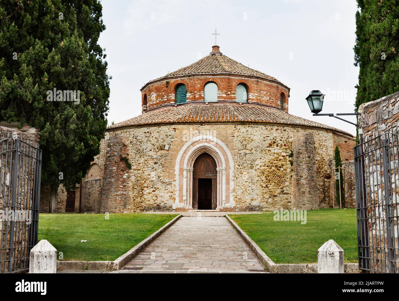 Circular building of San Michele Arcangelo in Perugia , Umbria , Italy , one of the oldest Christian church in Italy Stock Photo