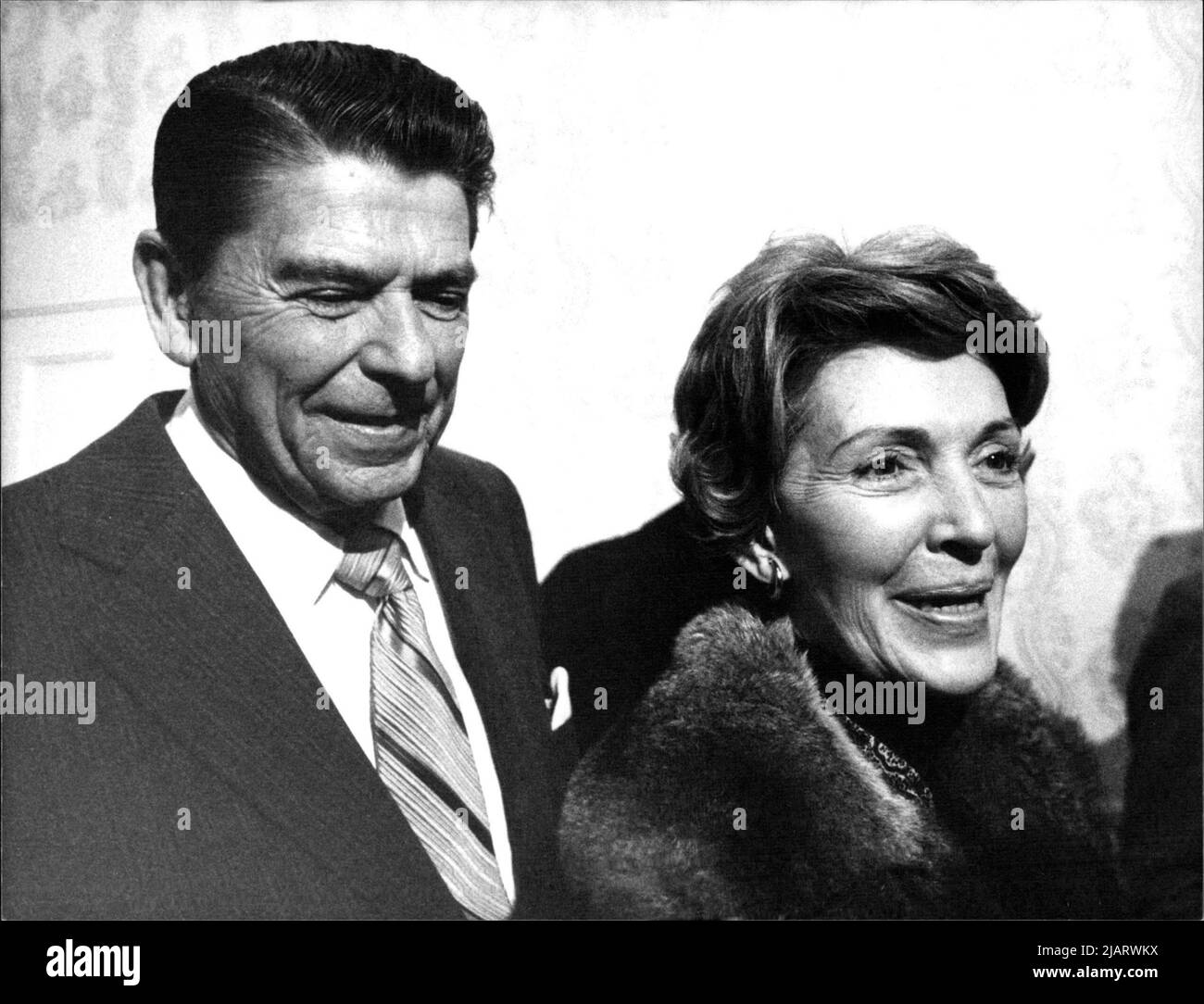 Ronald Reagan mit seiner Frau Nancy Reagan bei den Präsidentschaftsvorwahlen in den USA. Stock Photo