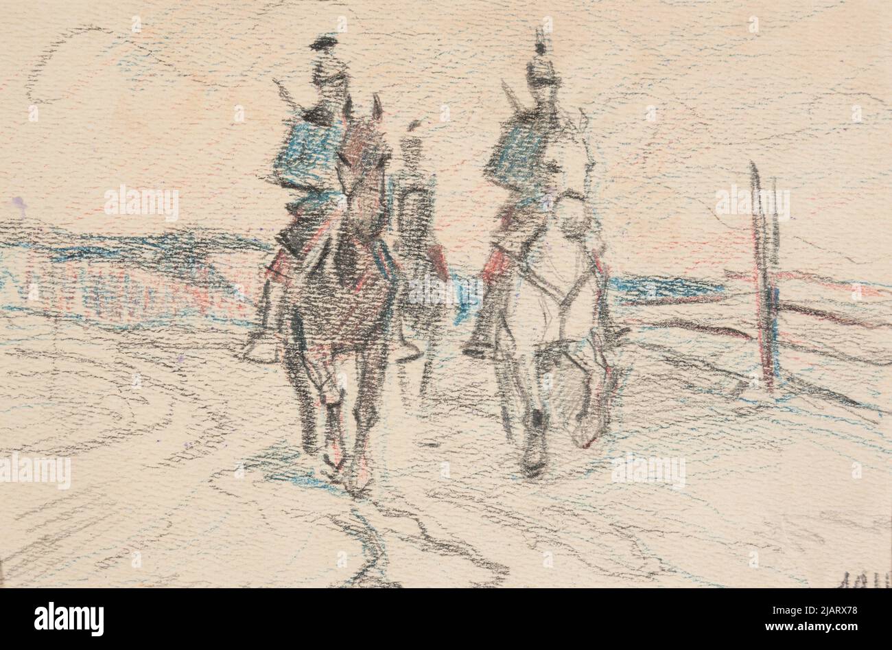 Three Austrian uhlans on horses Ivanec ', Ivan (1893 1946) Stock Photo