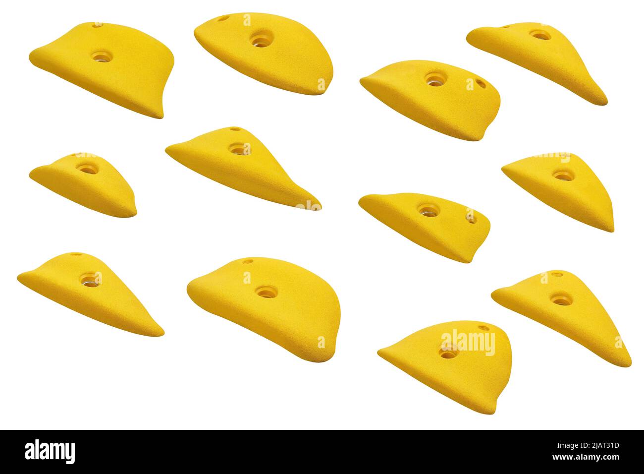 Set of Climbing Wall Holds isolated on white background. Yellow