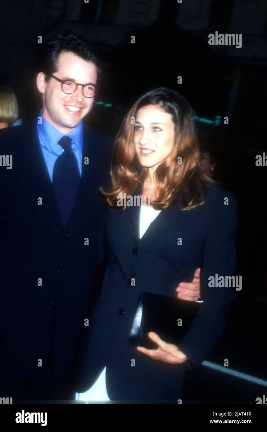 Hollywood, California, USA 10th June 1996 Actor Matthew Broderick and Actress Sarah Jessica Parker attend Columbia Pictures' 'The Cable Guy' Premiere at Mann's Chinese Theatre on June 10, 1996 in Hollywood, California, USA. Photo by Barry King/Alamy Stock Photo Stock Photo