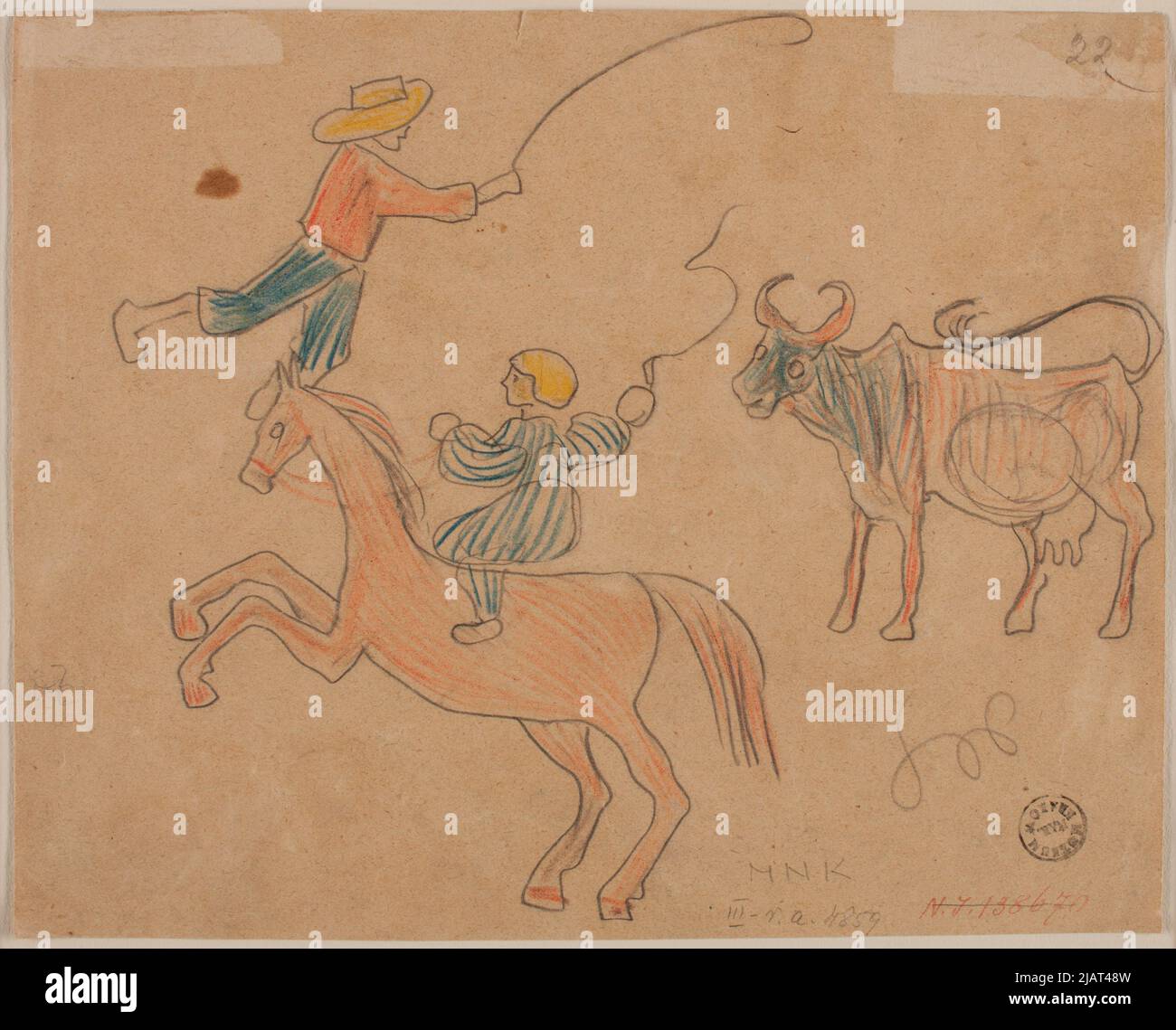 Playing children (on the reverse of the goat) Wyspiański, Stanisław ...