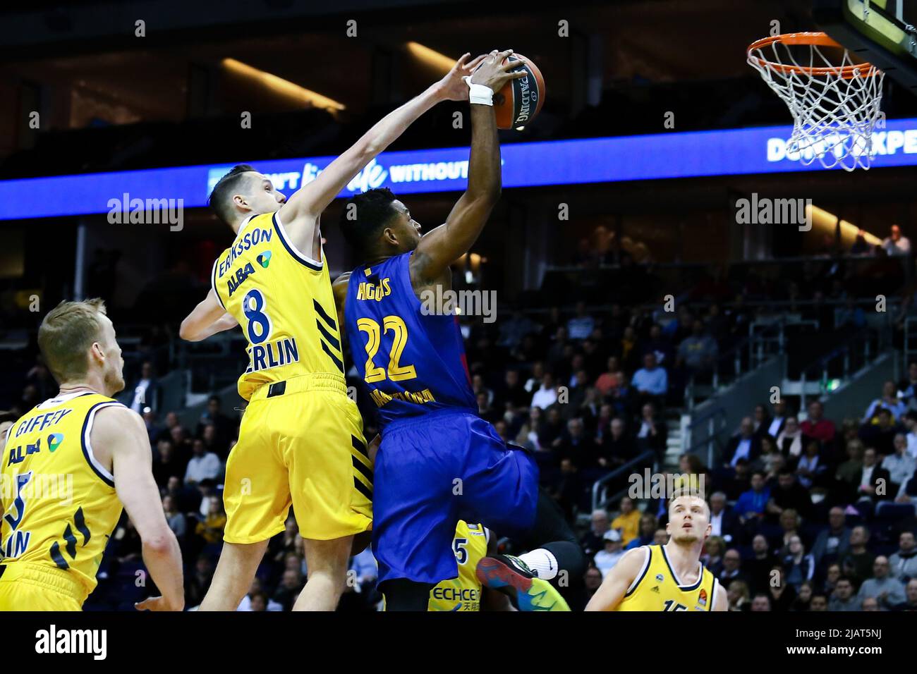 Berlin, Germany, March 04, 2020:Basketball player Cory Higgins of FC Barcelona score a point during the EuroLeague basketball match Stock Photo