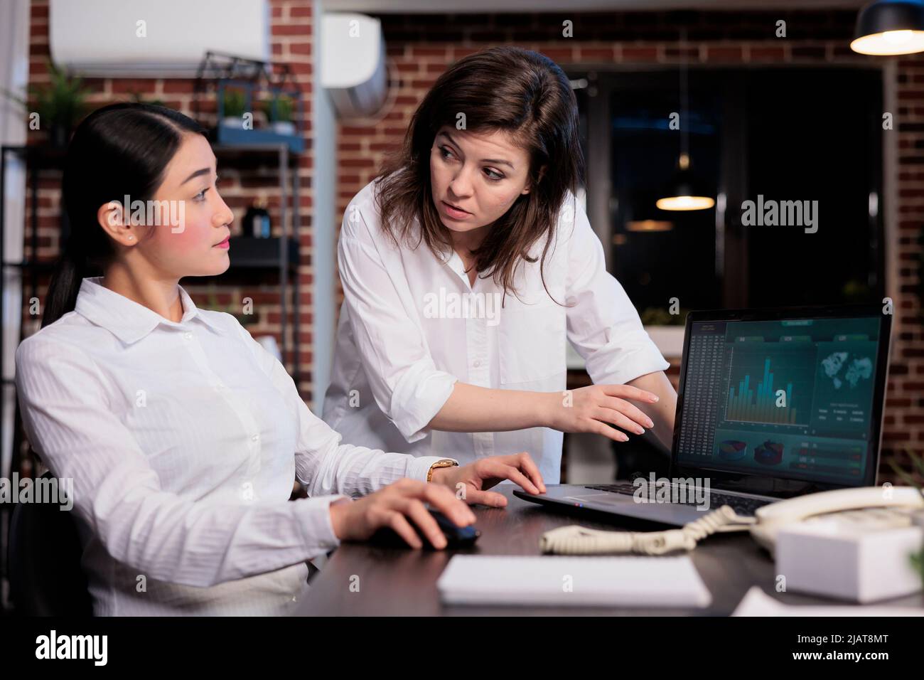 Executive board members reviewing wrongly issued accounting data on