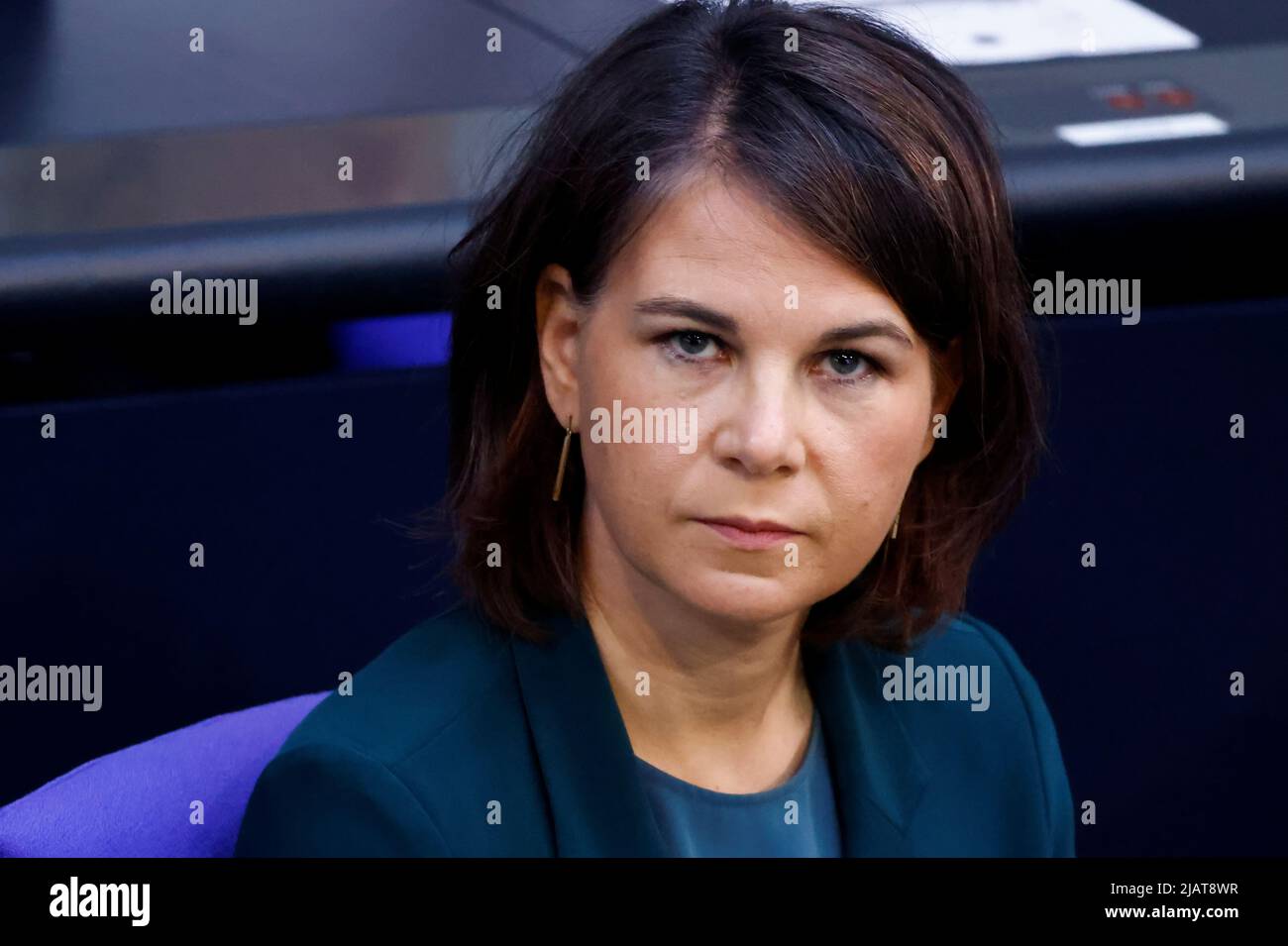German Foreign Minister Annalena Baerbock attends a session of Germany's lower house of parliament, the Bundestag, in Berlin, Germany, June 1, 2022. REUTERS/Hannibal Hanschke Stock Photo