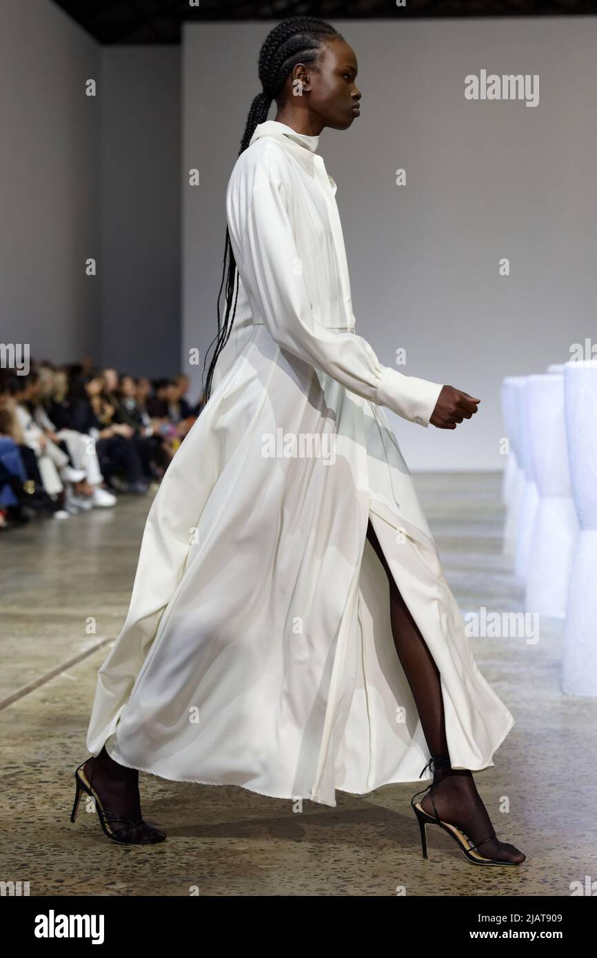 A model walks the runway during the BEARE PARK show during the Afterpay Australian Fashion Week 2022 at Carriageworks on May 9, 2022 in Sydney, Austra Stock Photo