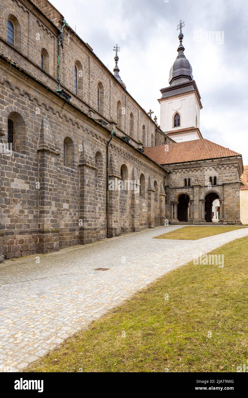 St. Procopius basilica and monastery, town Trebic, UNESCO site, (oldest Middle ages settlement of jew community in Central Europe), Moravia, Czech Rep Stock Photo