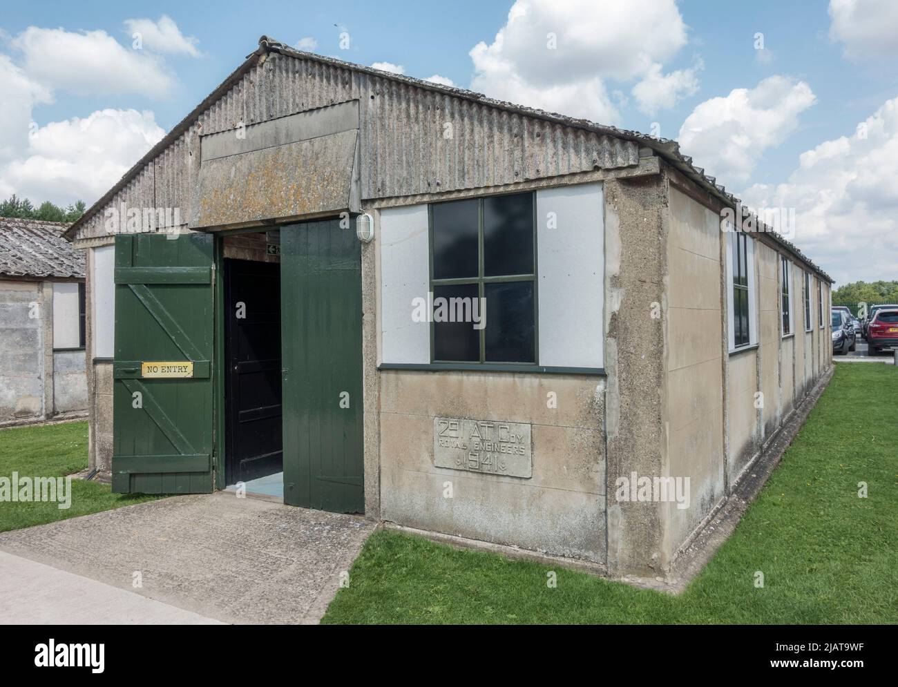 General look at one of the pre-fab concrete huts in Eden Camp Modern History Theme Museum near Malton, North Yorkshire, England. Stock Photo