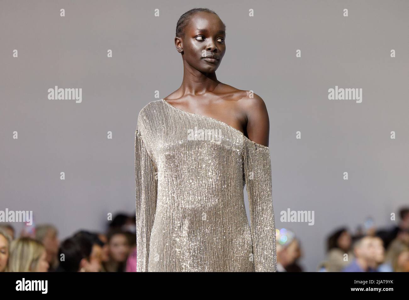 Model Ayoul Manyok walks the runway during the BEARE PARK show during the Afterpay Australian Fashion Week 2022 at Carriageworks on May 9, 2022 in Syd Stock Photo