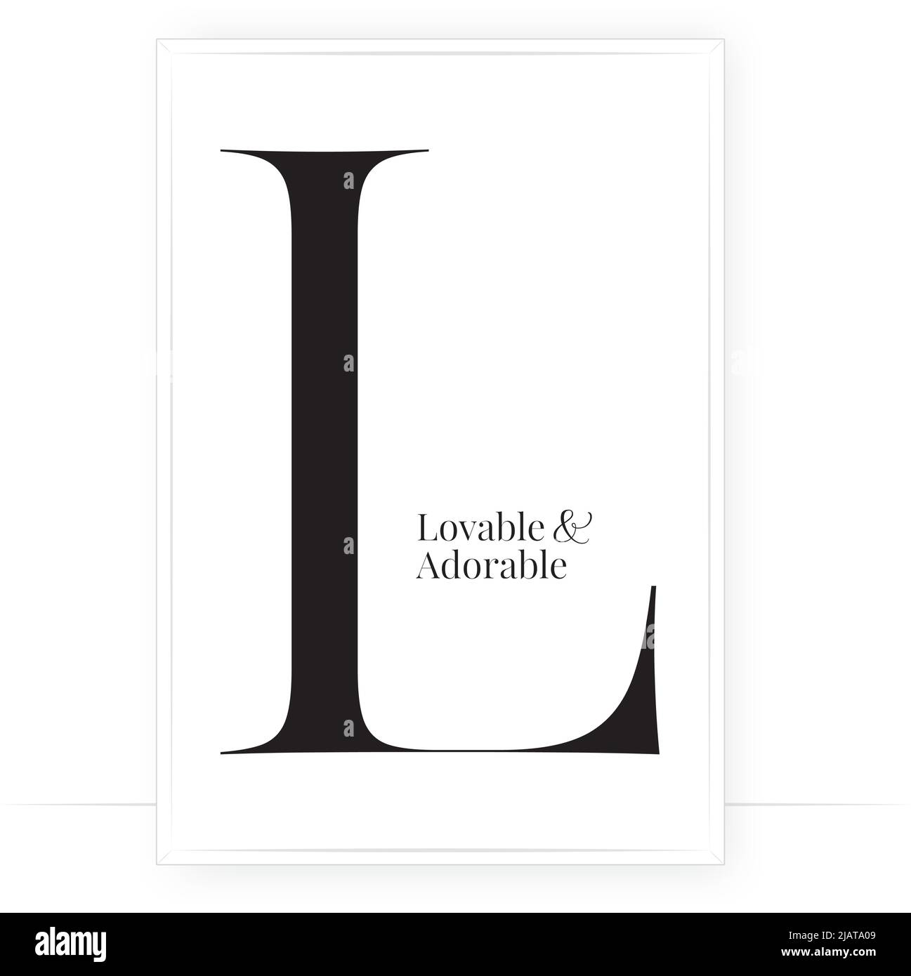 L letter art design. Lovable and adorable, vector. Scandinavian minimalist  typographic poster design. Black and white wall art design Stock Vector  Image & Art - Alamy