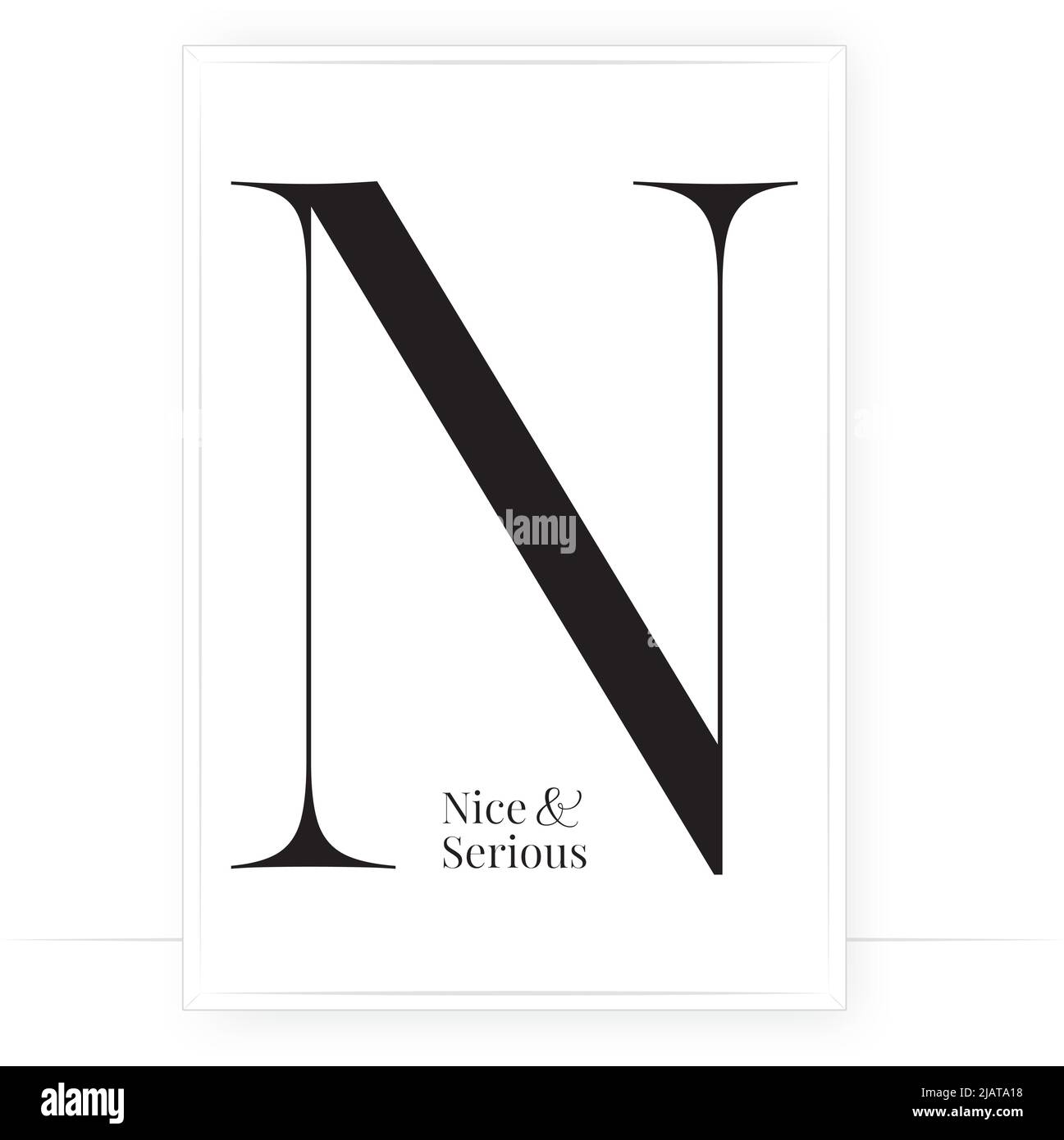 N letter art design. Nice and serious, vector. Scandinavian minimalist typographic poster design. Black and white wall art design. Stock Vector