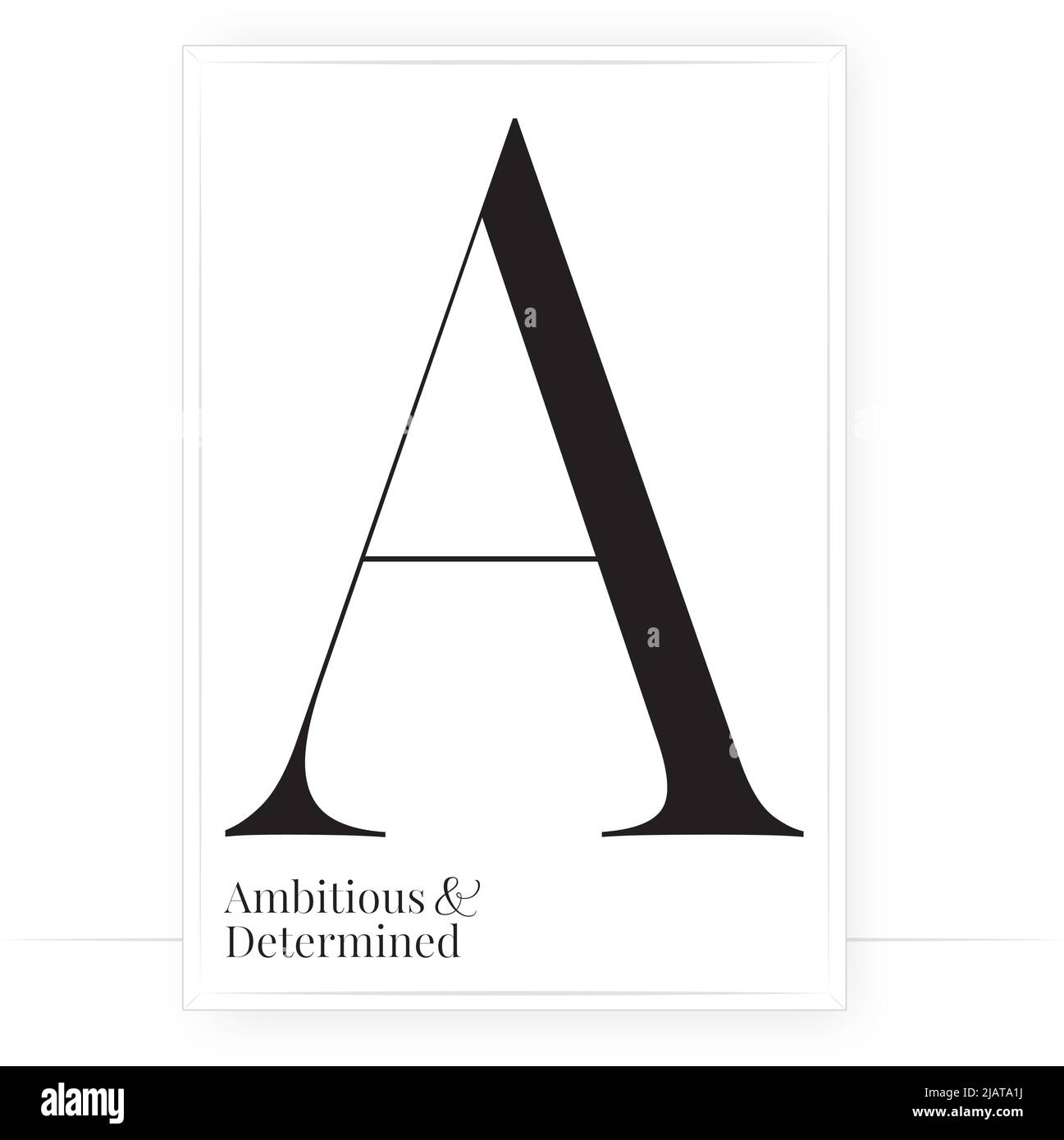 A letter art design. Ambitious and determined, vector. Scandinavian minimalist typographic