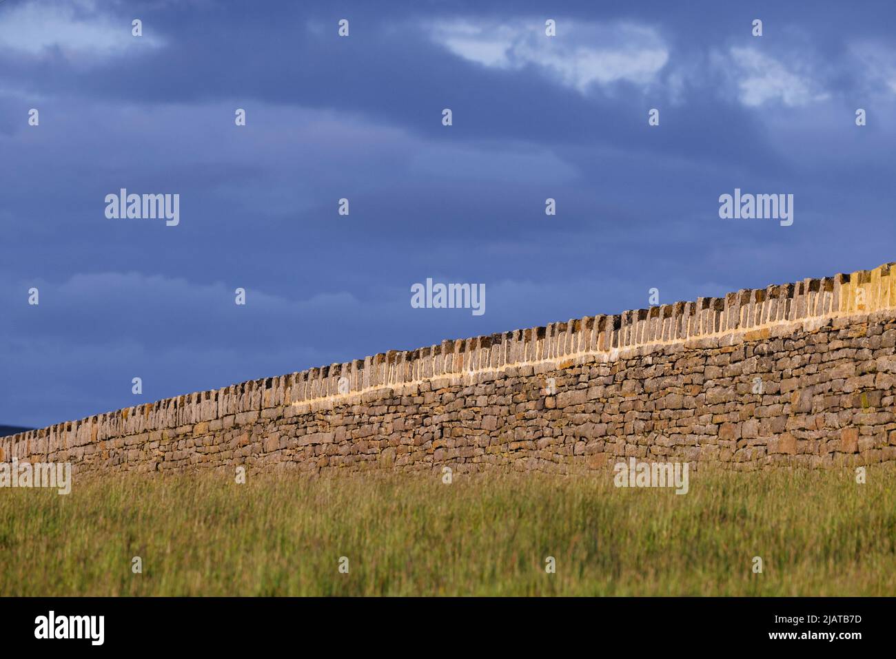 Dry stone wall in Bury countryside. Stock Photo