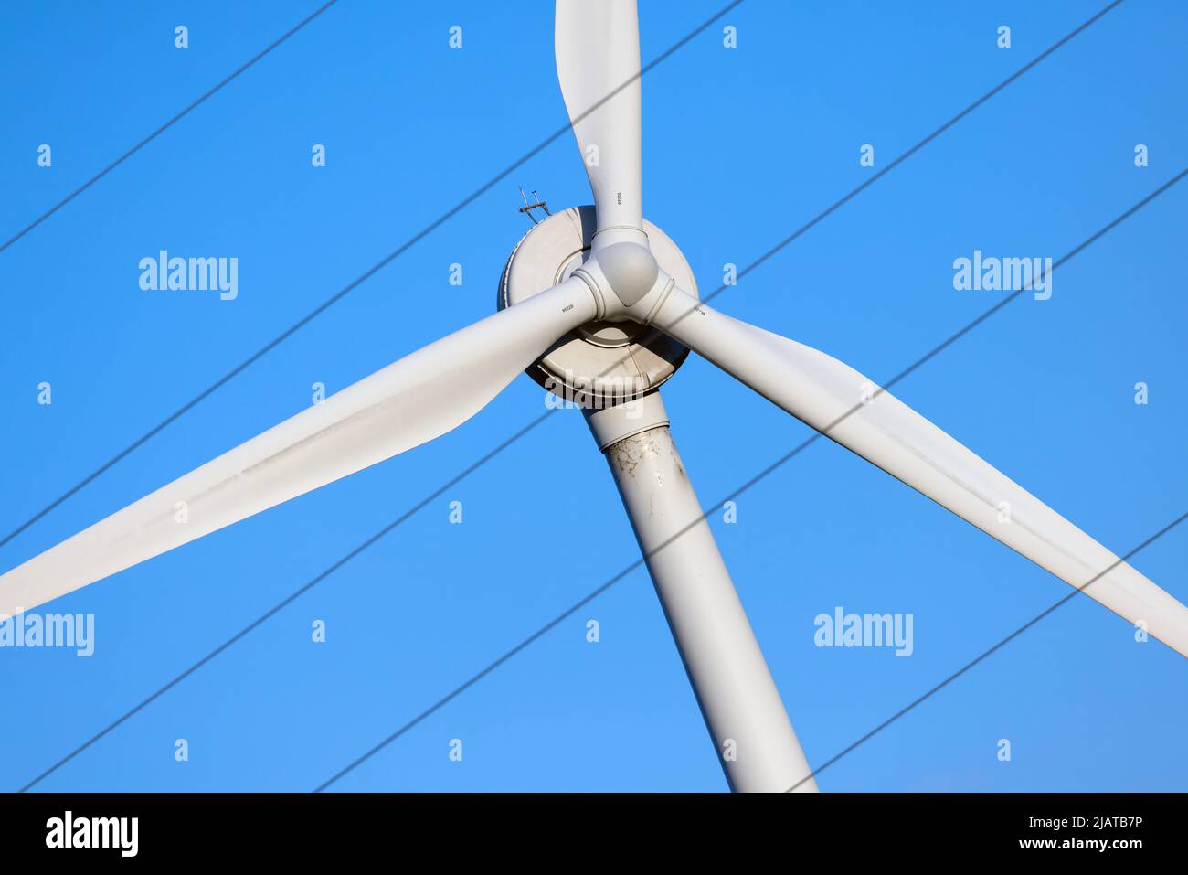 Close up of a wind turbine in Bury countryside. Stock Photo