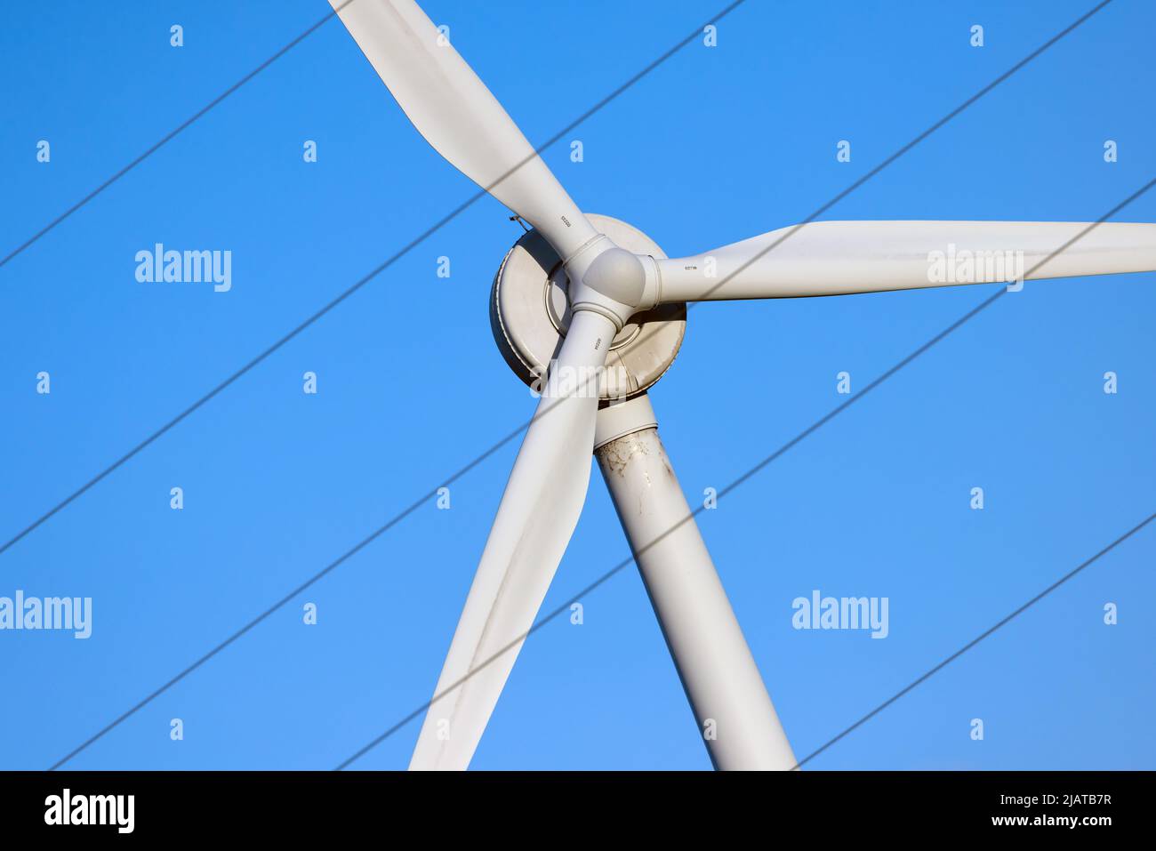 Close up of a wind turbine in Bury countryside. Stock Photo