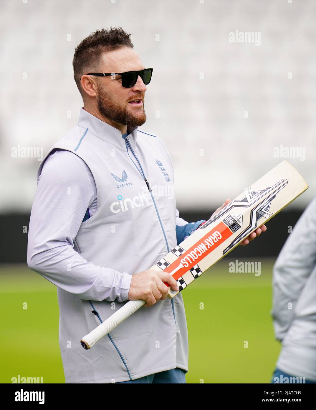 New England men's Test coach Brendon McCullum during a nets session at ...