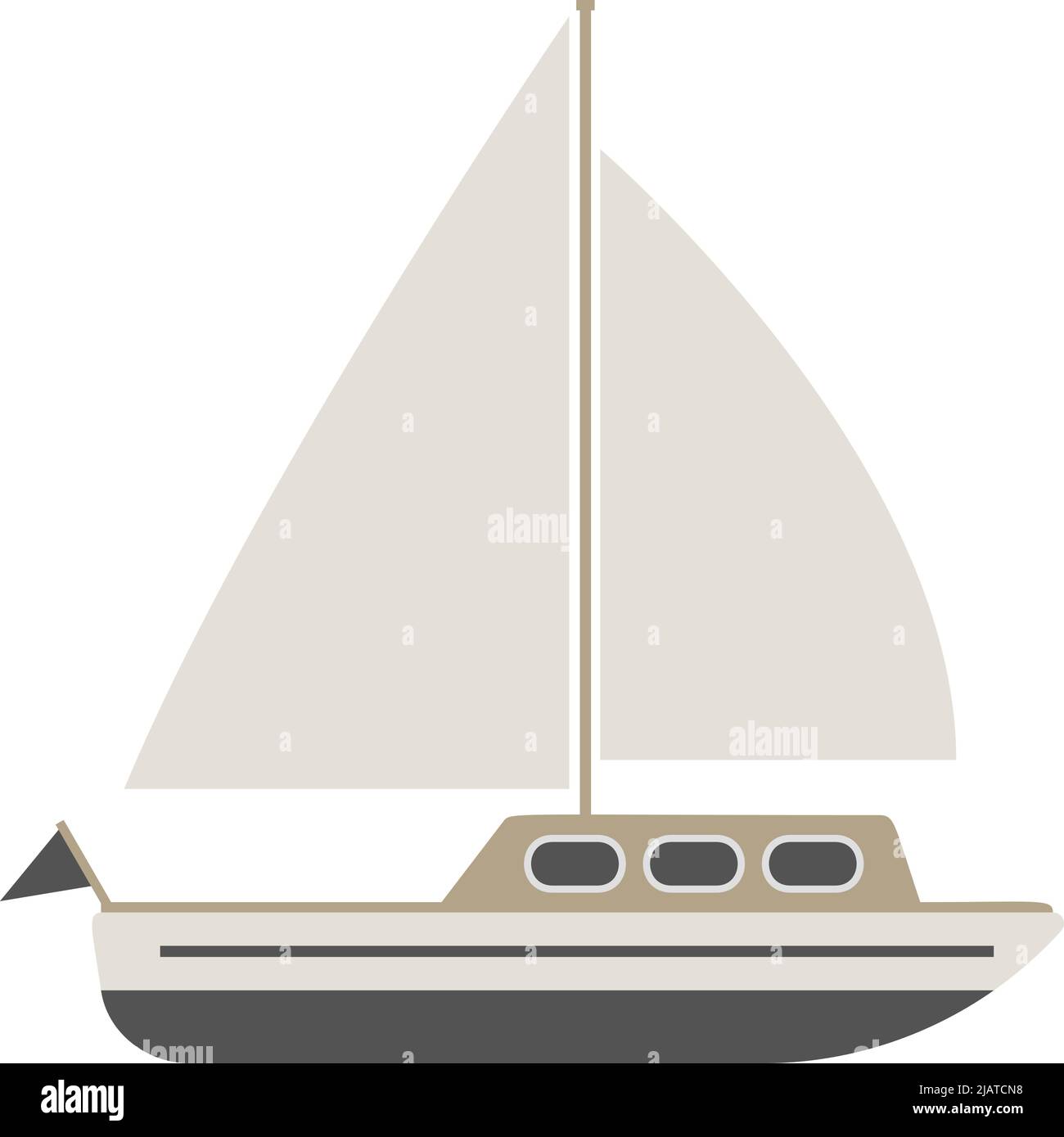 flat design sailboat isolated on white background, vector illustration Stock Vector