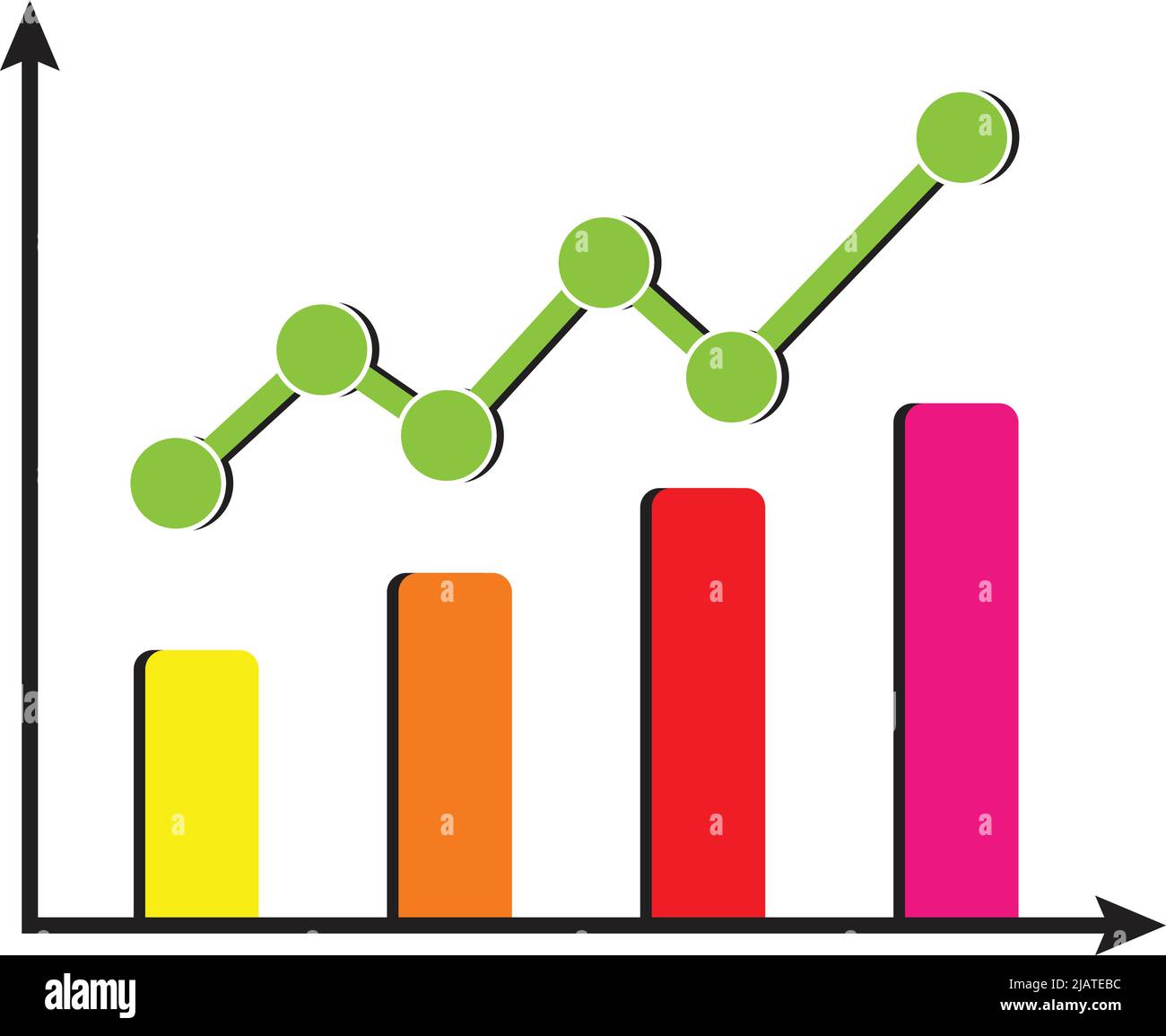 illustration of value increase graph and color full bars. on white background Stock Vector