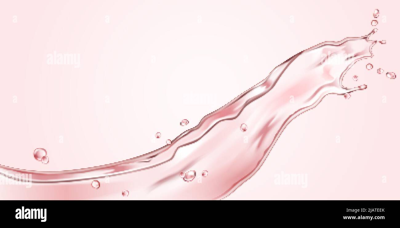 3D realistic splashing liquid isolated on pink background Stock Vector