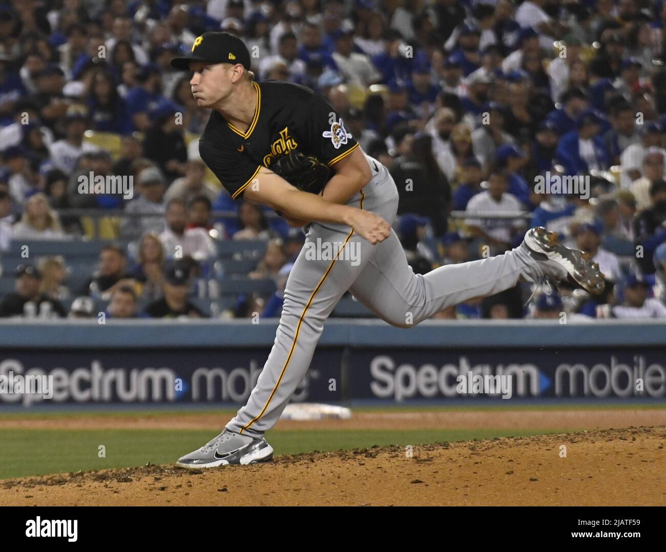 Los Angeles, United States. 01st June, 2022. Pittsburgh Pirates starting pitcher Mitch Keller delivers during the fifth inning at Dodger Stadium in Los Angeles on Tuesday, May 31, 2022. Photo by Jim Ruymen/UPI Credit: UPI/Alamy Live News Stock Photo