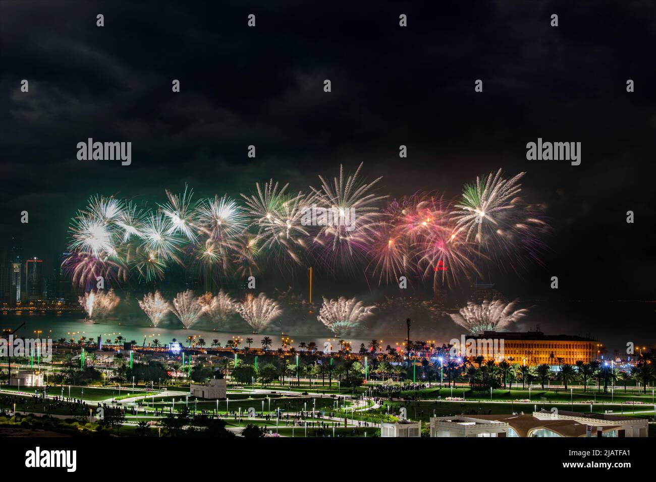 Fireworks at corniche on eid night 2021 Stock Photo Alamy