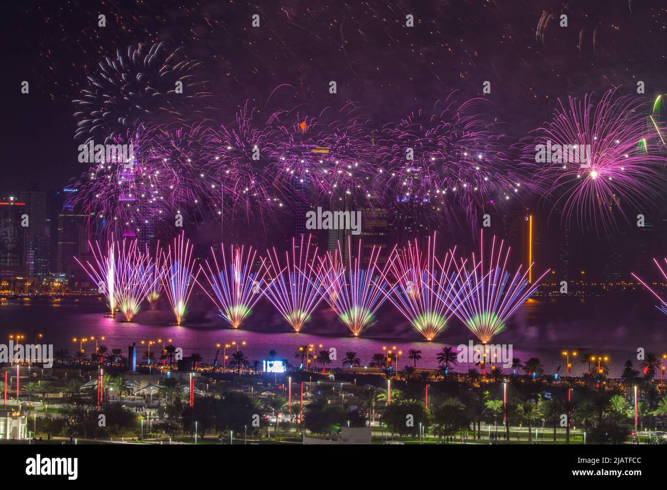 Fireworks at corniche on eid night 2021 Stock Photo Alamy