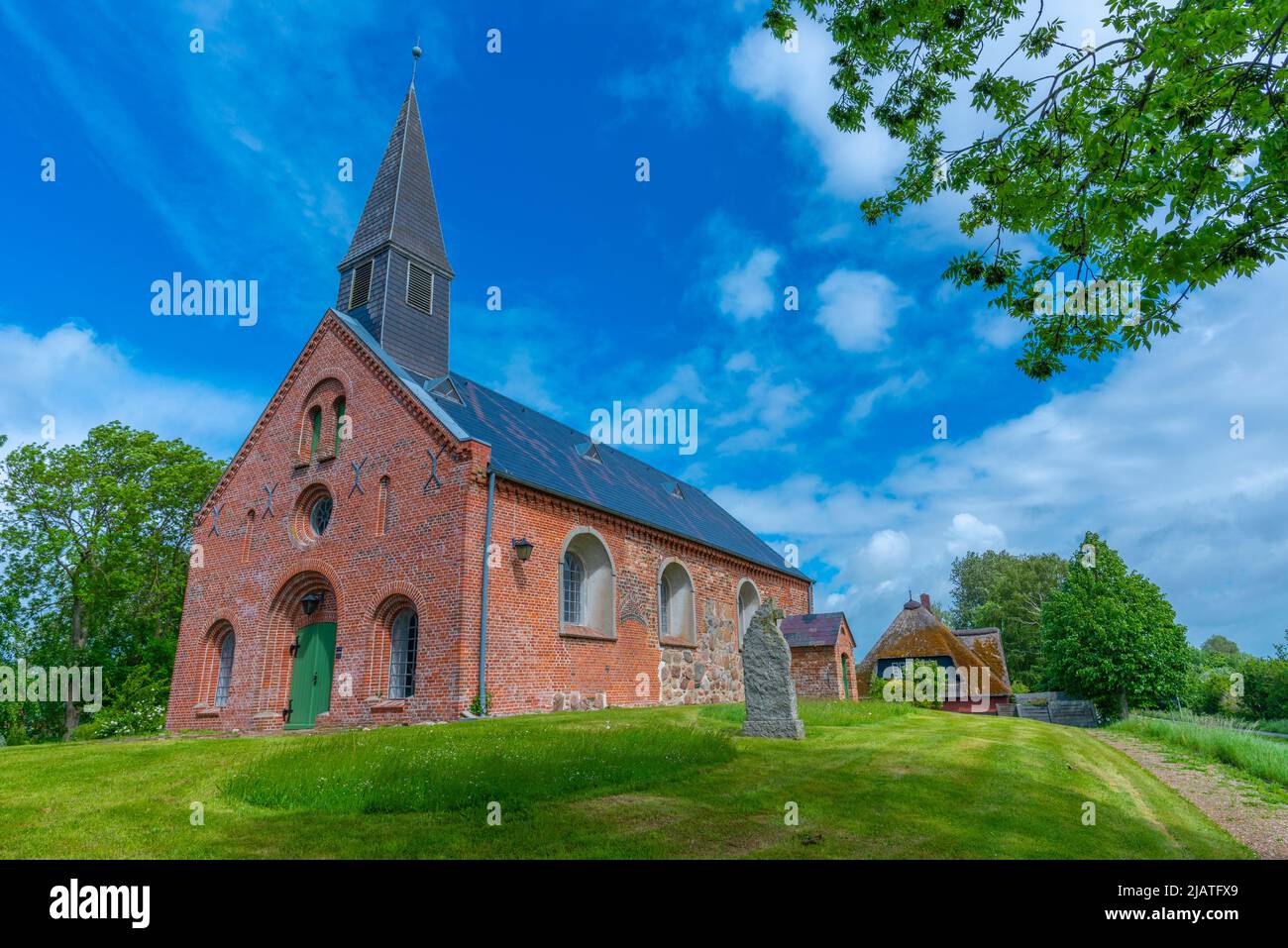 St. Martin Church, country town Vollerwiek, peninsula Eiderstedt, North Frisia, Schleswig-Holstein,Northern Germany Stock Photo