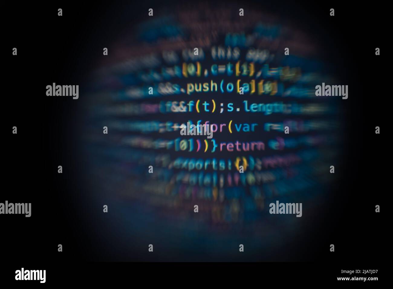 Software developer code. Abstract computer script code. Software developer code programming screen. Programming Software running time. The code text i Stock Photo