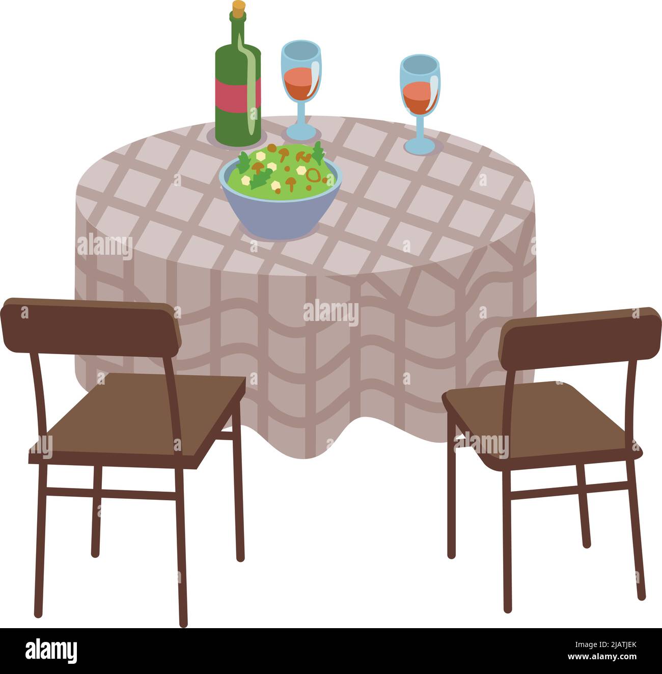 Dinner table semi flat color vector object Stock Vector