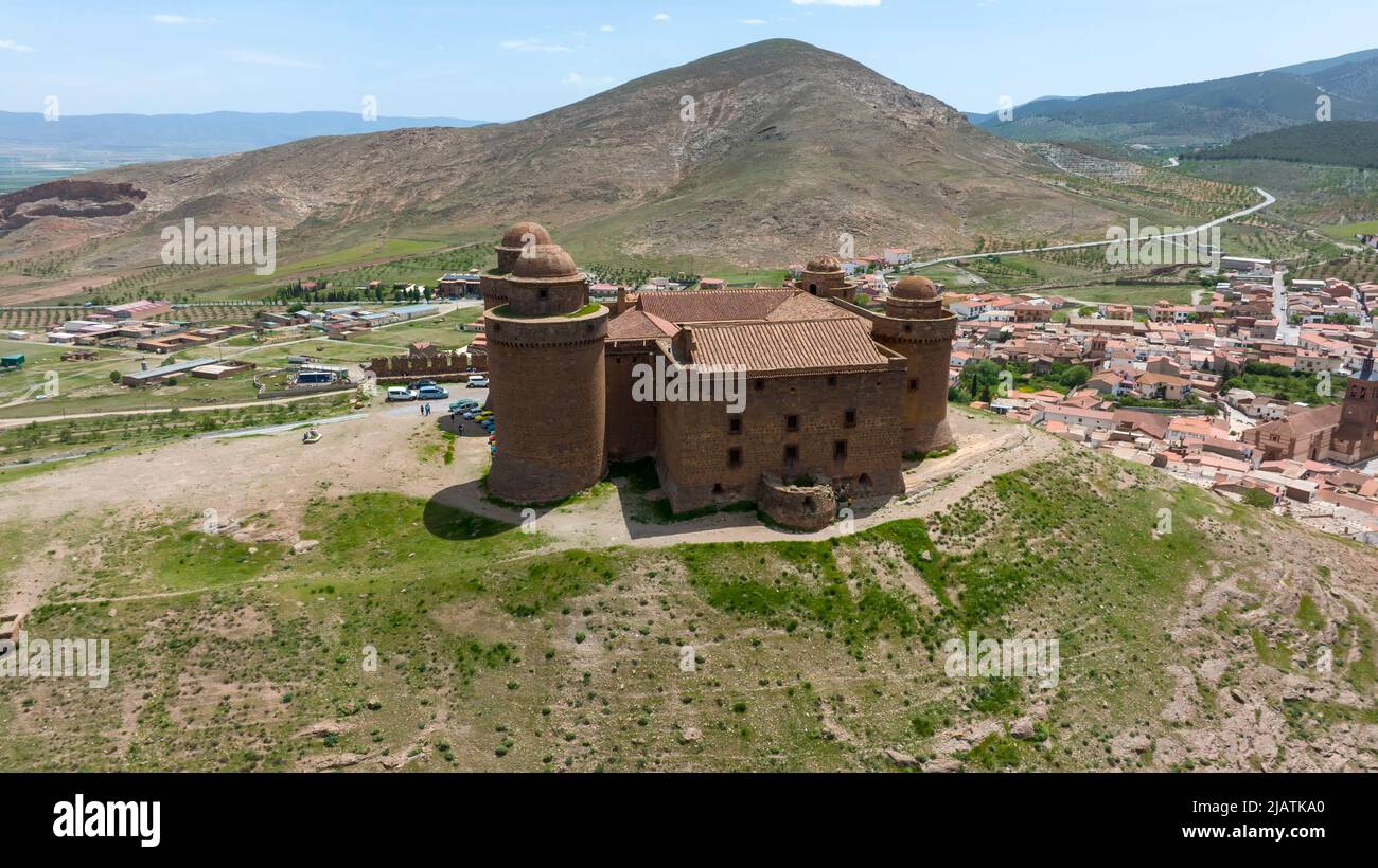 aerial view of the beautiful Calahorra Castle in the province of ...