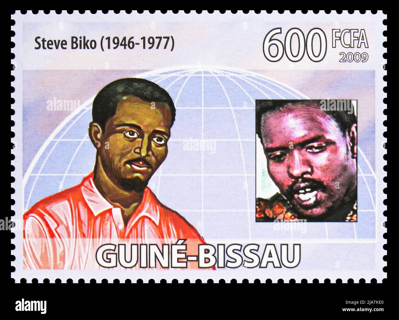 MOSCOW, RUSSIA - MAY 20, 2022: Postage stamp printed in Guinea-Bissau shows Steve Biko (1946-1977), South African anti-apartheid activist, serie, circ Stock Photo