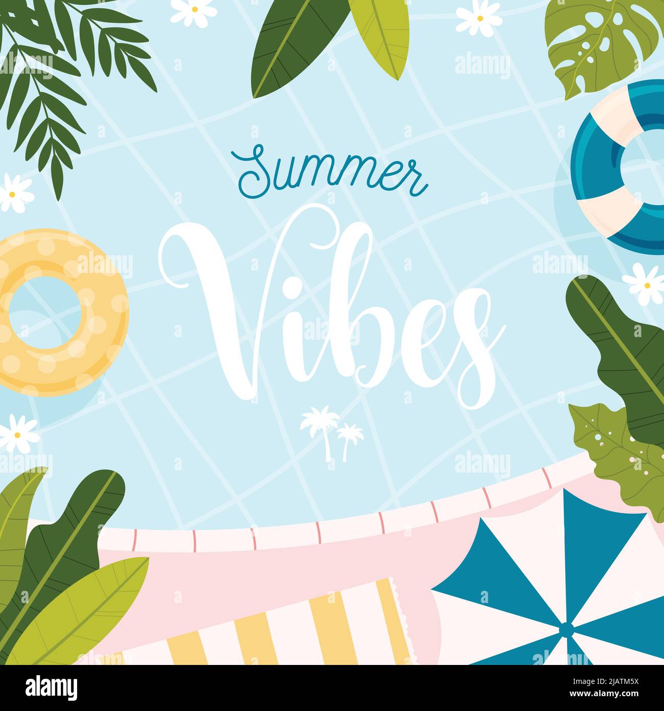 Hello Summer card. Vector illustration concept. Stock Vector