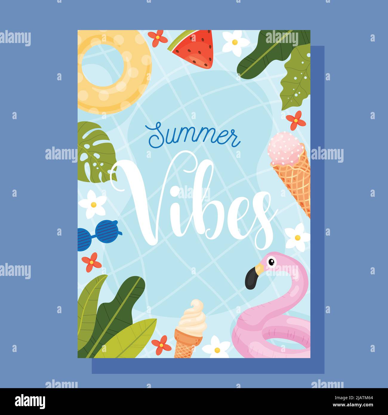 Hello Summer card. Vector illustration concept. Stock Vector