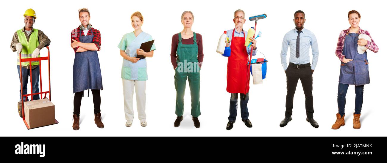 Group of people from different professions as work environment and career concept Stock Photo