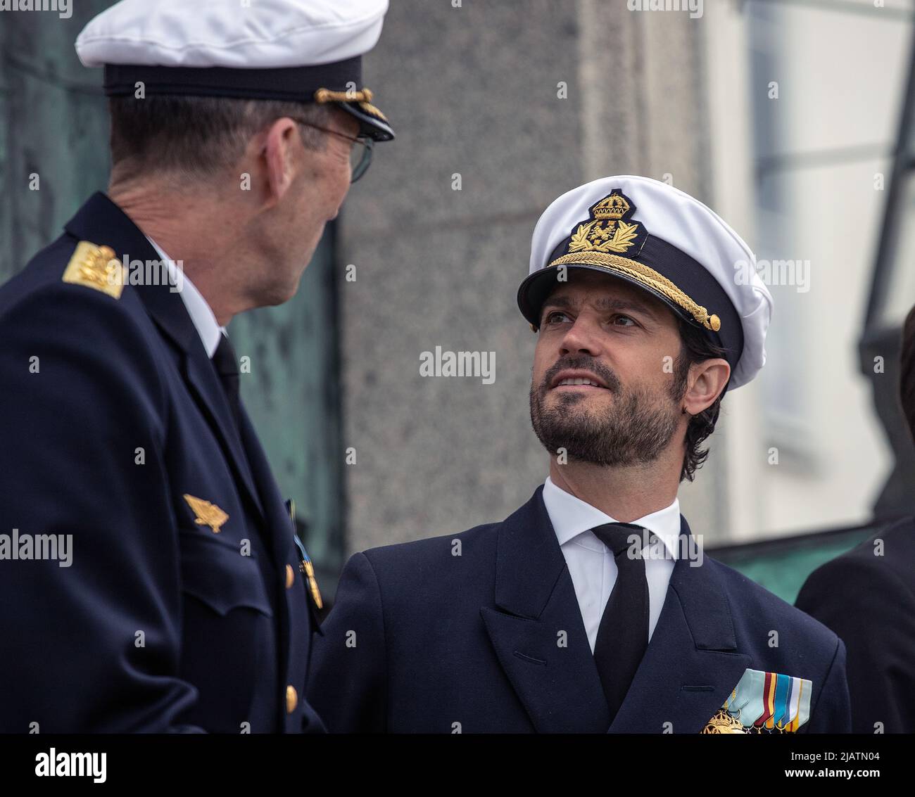 Prince Carl Philip of Sweden and swedish commander in chief Micael Bydén at the veteran day 29 maj 2022 in Stockholm Photo Bo Arrhed Stock Photo