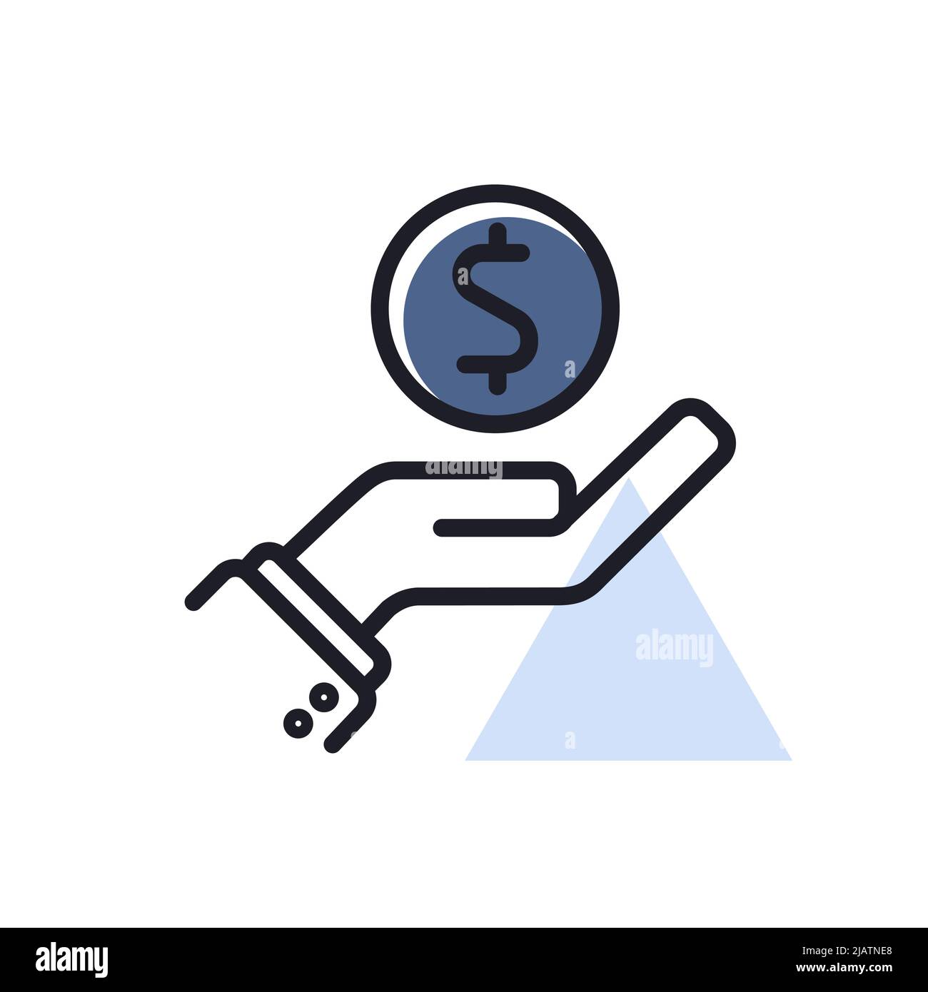 Pictograph of money in hand icon vector. Finances sign. Graph symbol ...
