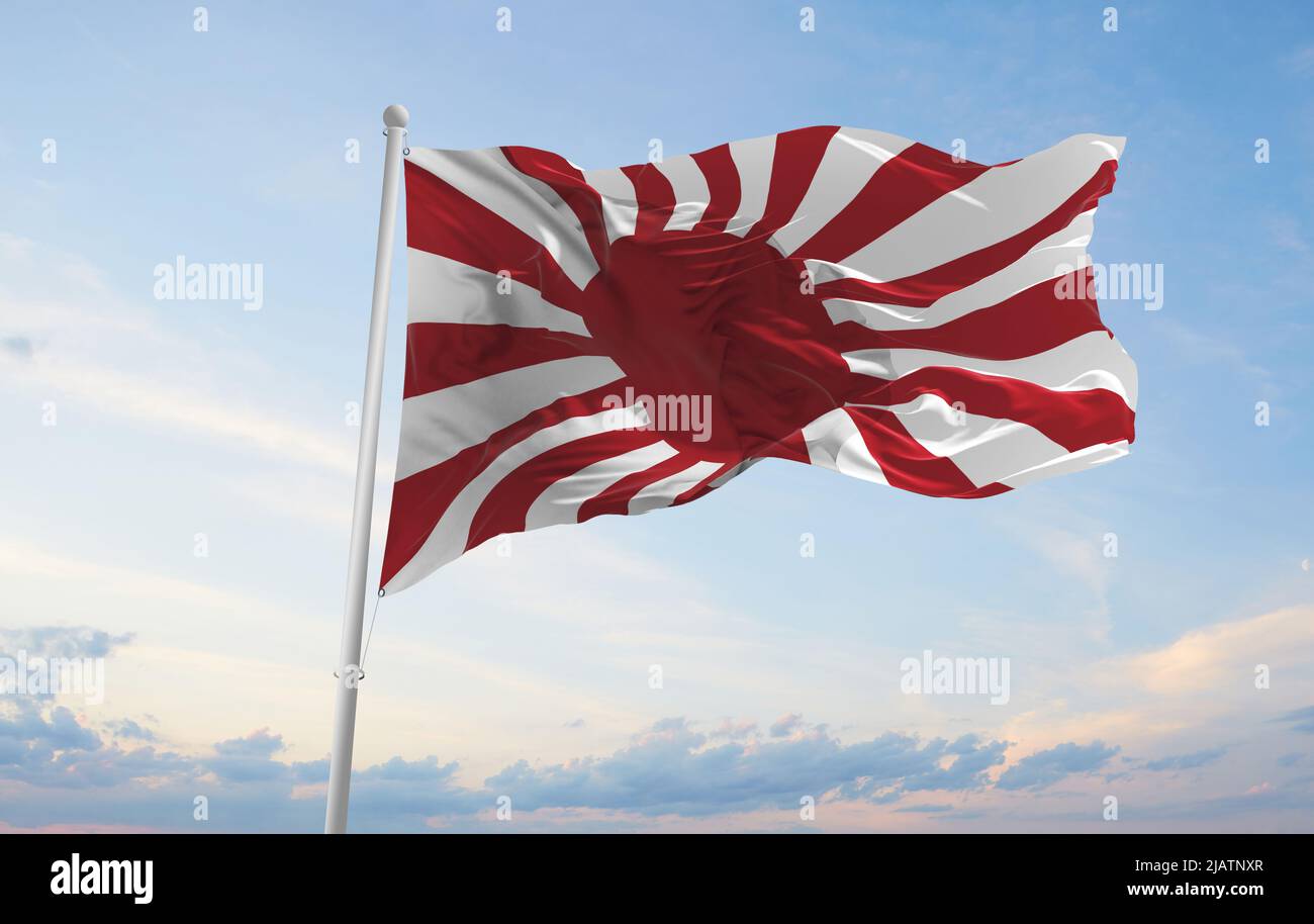 official flag of War Imperial Army 1868 1945 , Japan at cloudy sky