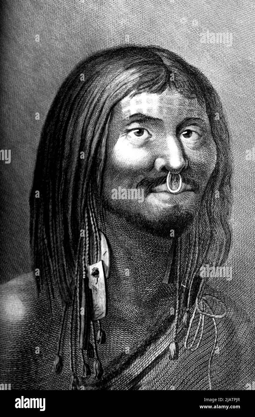 Nuuchahnulth man, 18th century illustration Stock Photo Alamy