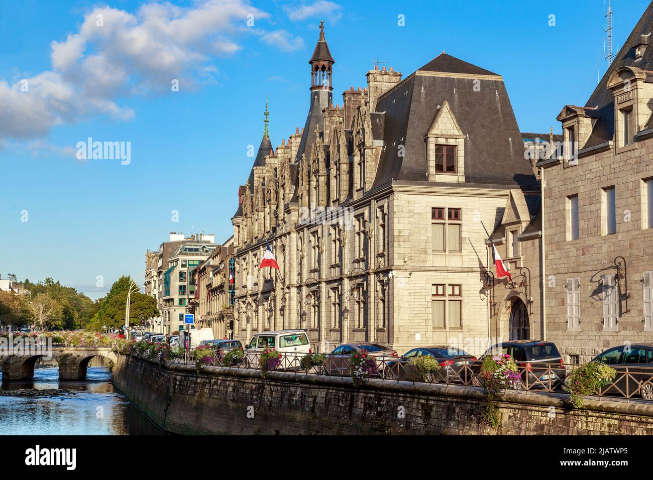 QUIMPER, FRANCE - SEPTEMBER 5, 2019: This is the building of the Prefecture of Finistere, built in the early 20th century in the Neo-Renaissance style Stock Photo