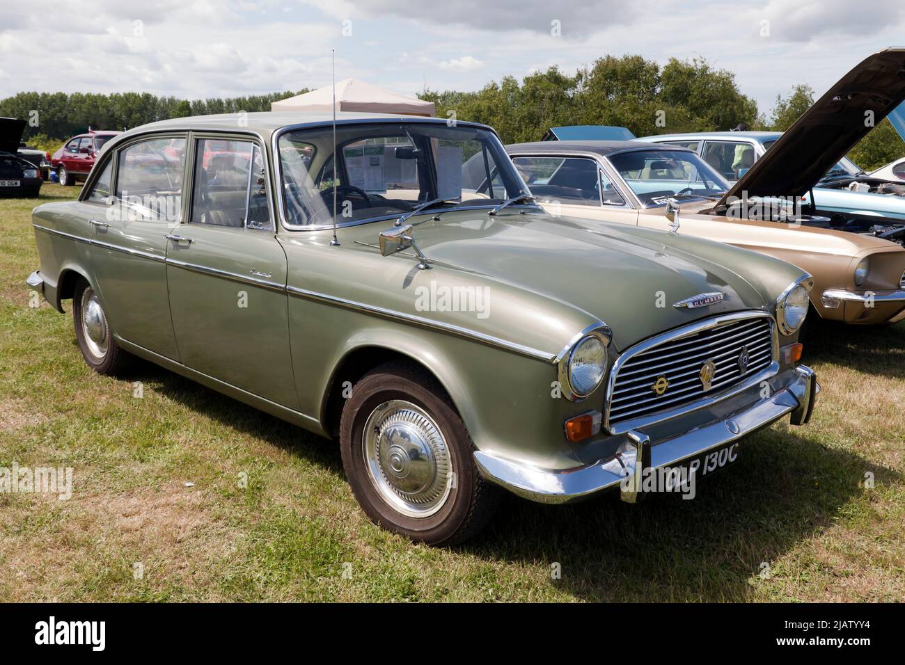 Three-quarters front view of a Green, 1965, Humber Hawk,  on display at the Deal Classic Car Show 2022 Stock Photo